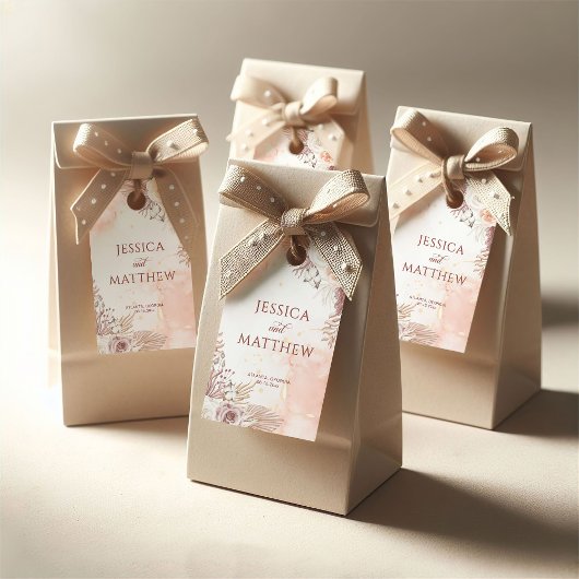 Eleganter Boho Style Rosa Rose Floral Willkommen Geschenkanhänger