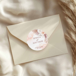 Eleganter Boho Style Rosa Rose Floral Willkommen Runder Aufkleber