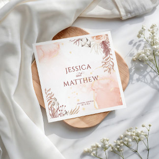 Eleganter Boho Style Rosa Rose Floral Willkommen Serviette