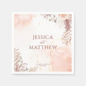 Eleganter Boho Style Rosa Rose Floral Willkommen Serviette (Vorderseite)