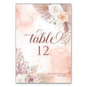 Eleganter Boho Style Rosa Rose Floral Willkommen Tischnummer (Vorderseite)