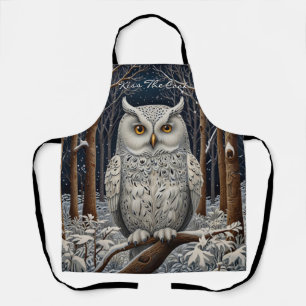 Eleganter Boho-Weißer-Uhu-Wald-Winterwald Schürze