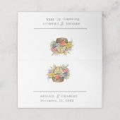 Eleganter Boho-Wildblume-Korb Platzkarte (Außenseite Aufgefaltet)