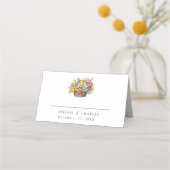 Eleganter Boho-Wildblume-Korb Platzkarte (Rückseite)