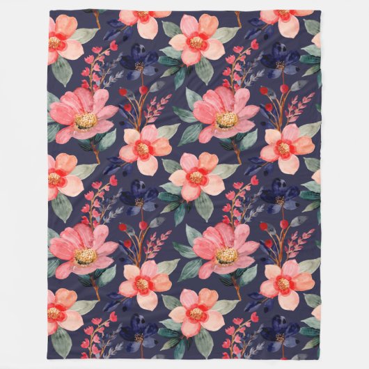 Eleganter bohoner botanischer Wildblumen Fleecedecke (Vorderseite)