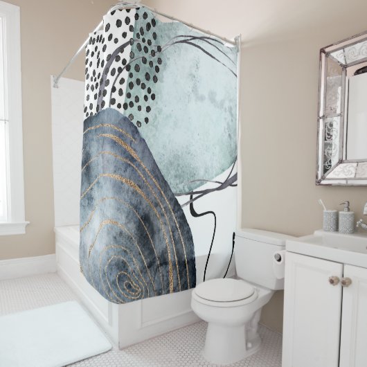 Eleganter bohoner Glitzer mit Stilgeflecht Duschvorhang (Beispiel)
