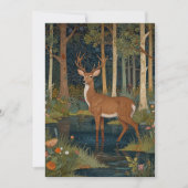 Eleganter bohoner Waldhirsch Einladung (Vorderseite)