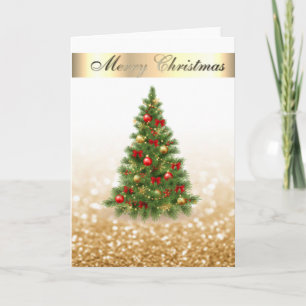 Eleganter Bokeh-Faux-Gold, schicker Weihnachtsbaum Feiertagskarte