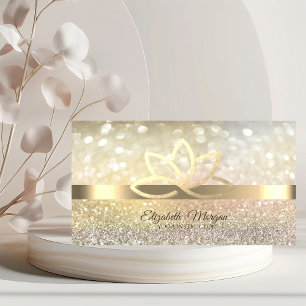 Eleganter Bokeh Gold Lotus Yoga-Lehrer Visitenkarte
