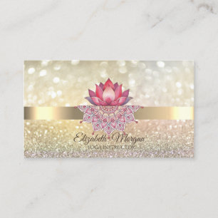 Eleganter Bokeh-Gold-, Lotusblumen-Mandala-Yoga Visitenkarte