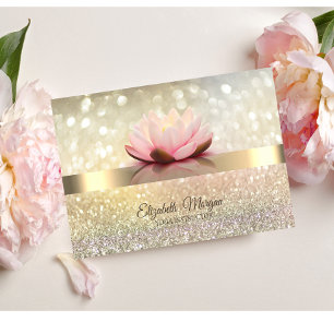 Eleganter Bokeh-Gold, Lotusblumen-Yoga-Lehrer Visitenkarte