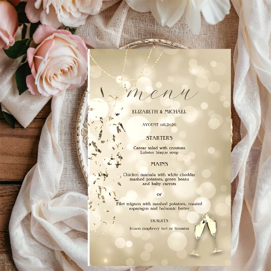 Eleganter Bokeh, Konfetti-Weingläser Hochzeit