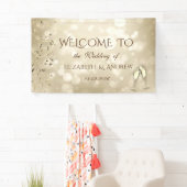 Eleganter Bokeh, Konfetti-Weingläser Hochzeit Banner (Insitu)
