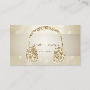 Eleganter Bokeh, Kopfhörer mit goldenem Glitter Visitenkarte