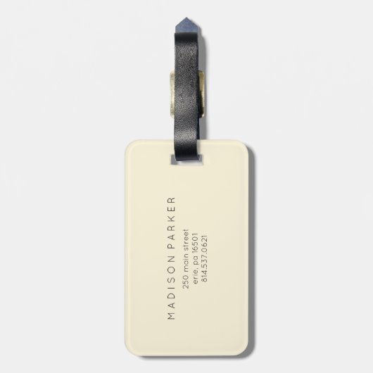 Eleganter Bokeh Zickzack Blick auf Ecru Gepäckanhänger (Rückseite vertikal)