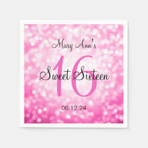 Eleganter Bonbon 16 Geburtstags-rosa Serviette