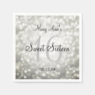 Eleganter Bonbon 16 Geburtstags-silberne Serviette