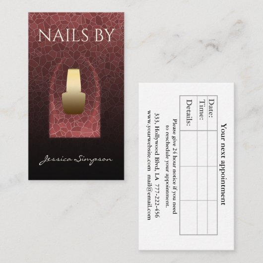 Eleganter Bordeaux-Mosaikhügel Terminkarte (Vorne/Hinten)