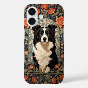 Eleganter Border Collie im Stil von William Morris iPhone 16 Hülle
