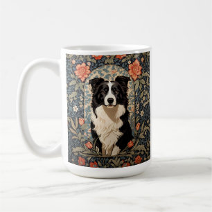 Eleganter Border Collie im Stil von William Morris Kaffeetasse