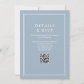 Eleganter Border QR Code Dusty Blue Wedding Einladung (Rückseite)