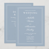 Eleganter Border QR Code Dusty Blue Wedding Einladung (Vorne/Hinten)