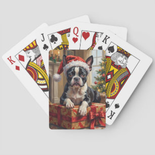 Eleganter Boston Terrier Hund Weihnachtsgeschenk Spielkarten