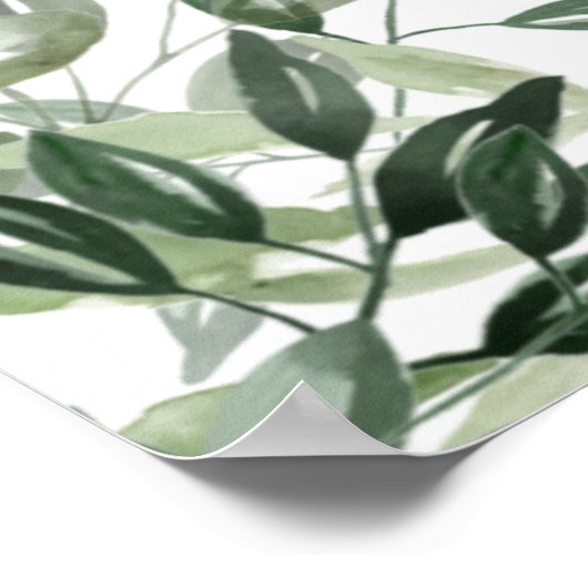 Eleganter Botanicals-Jäger mit Aquarellblättern gr Poster (Ecke)