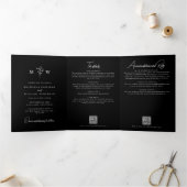 Eleganter Botanischer All-in-One QR Code Hochzeit Dreifach Gefaltete Einladung (Innenseite)