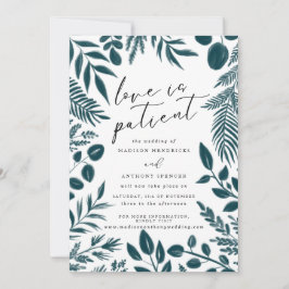 Eleganter botanischer Aquamariner Hochzeitstag Einladung