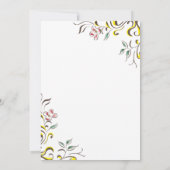 Eleganter botanischer Aquarell Floral 1. Geburtsta Einladung (Rückseite)