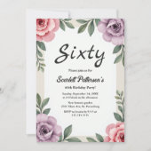 Eleganter Botanischer Aquarellfarben, 60. Geburtst Einladung (Vorderseite)