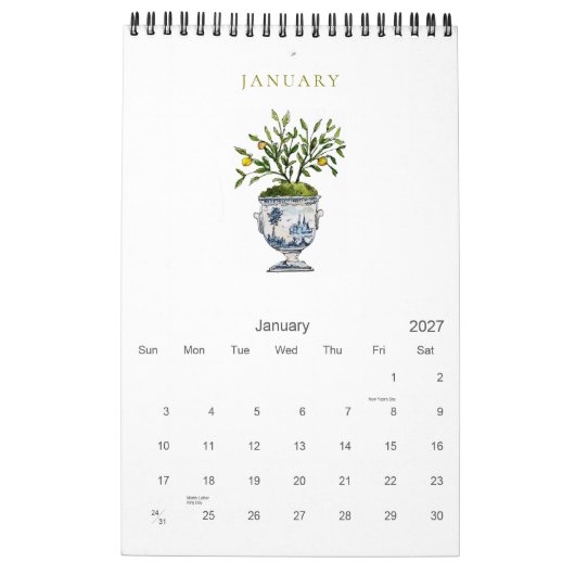 Eleganter Botanischer Aquarellkalender 2026 Kalender (Jan 2027)
