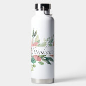 Eleganter botanischer Blätter Personalisierter Nam Trinkflasche (links)