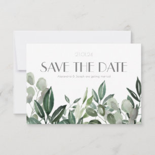 Eleganter Botanischer Blattjäger grün s Save The Date
