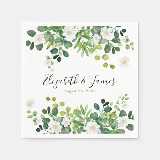 Eleganter botanischer Blumengarten Eukalyptus Wedd Serviette (Vorderseite)