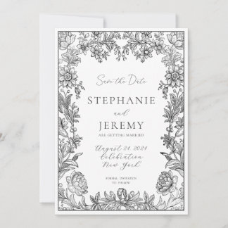 Eleganter botanischer Blumenladen Save the Date Ei Einladung