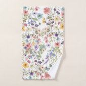 Eleganter botanischer Blumenstrauß auf weißem Grun Badhandtuch Set (Handtuch)