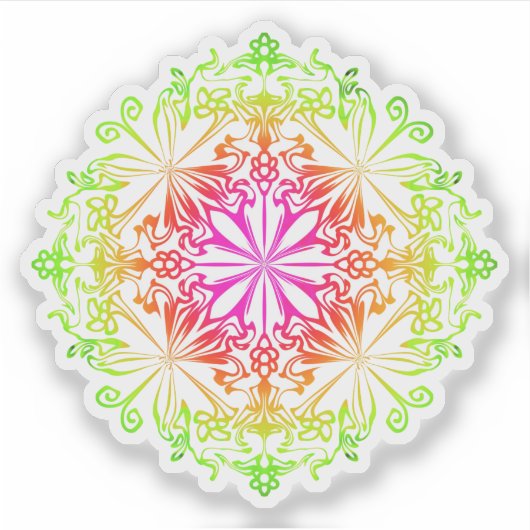 Eleganter botanischer Boho farbenfroher Mandala Aufkleber (Vorderseite)