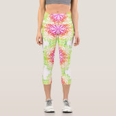 Eleganter botanischer Boho farbenfroher Mandala Capri Leggings (Vorderseite)