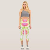 Eleganter botanischer Boho farbenfroher Mandala Capri Leggings (Vorderseite)