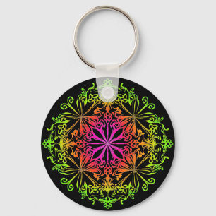 Eleganter botanischer Boho farbenfroher Mandala Schlüsselanhänger