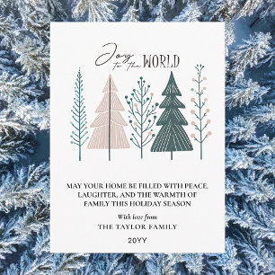 Eleganter Botanischer Boho-Freuden-Weihnachtsbaum Feiertagspostkarte