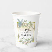 Eleganter Botanischer Butterfly Wedding Paper Cup Pappbecher (Rückseite)