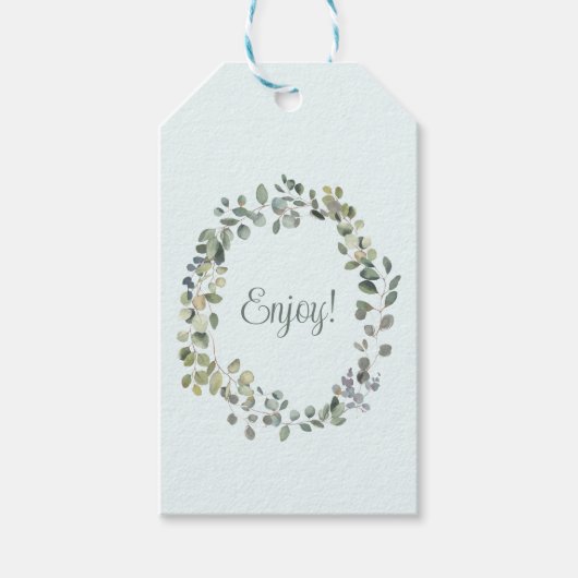 Eleganter Botanischer Chic Eukalyptus Grünes Budge Geschenkanhänger (Vorderseite)
