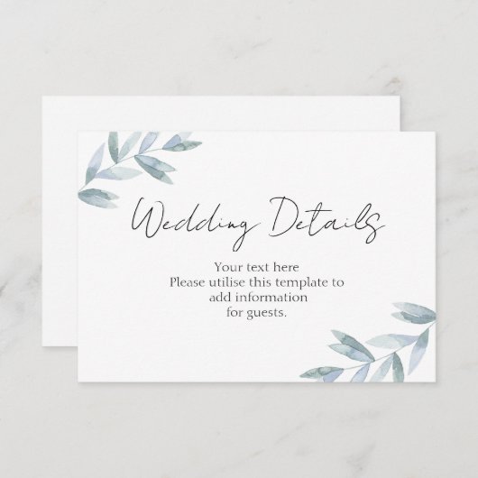 Eleganter botanischer Empfang Details RSV RSVP Karte (Vorne/Hinten)