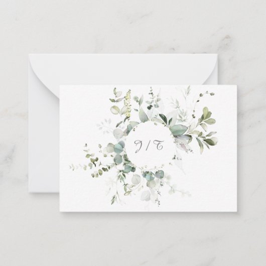 Eleganter botanischer Eukalyptus Greenery QR Code  Mitteilungskarte (Rückseite)