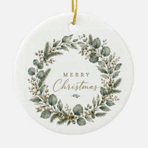 Eleganter botanischer Eukalyptus-Keramik-Schmuck Keramik Ornament