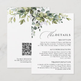 Eleganter Botanischer Eukalyptus QR-Code Hochzeit Begleitkarte