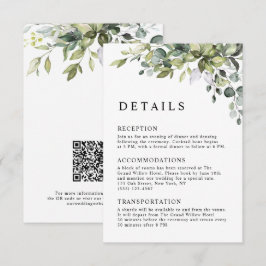 Eleganter Botanischer Eukalyptus QR-Code Hochzeit Begleitkarte